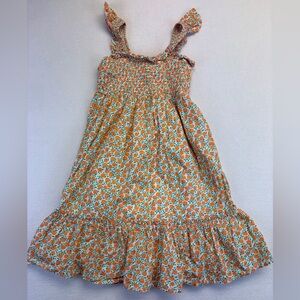 J. Crew Crewcuts Girls Dress Smocked Ruffle Tiered Girls 8 Peach Print Lined